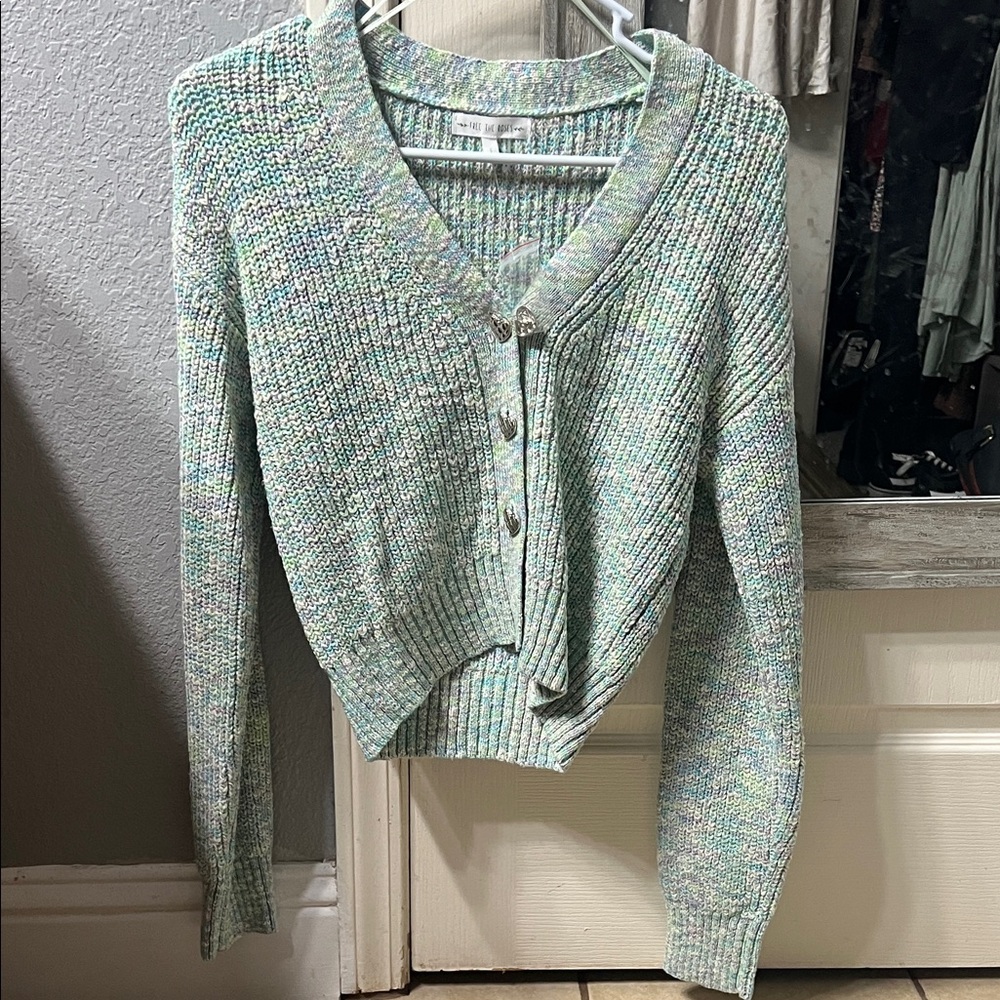 Free the Roses Mint Green Knit Cardigan